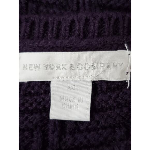 NEW YORK & CO Women's Plum Asymmetrical Hem Sweater Sz XS - Picture 7 of 9